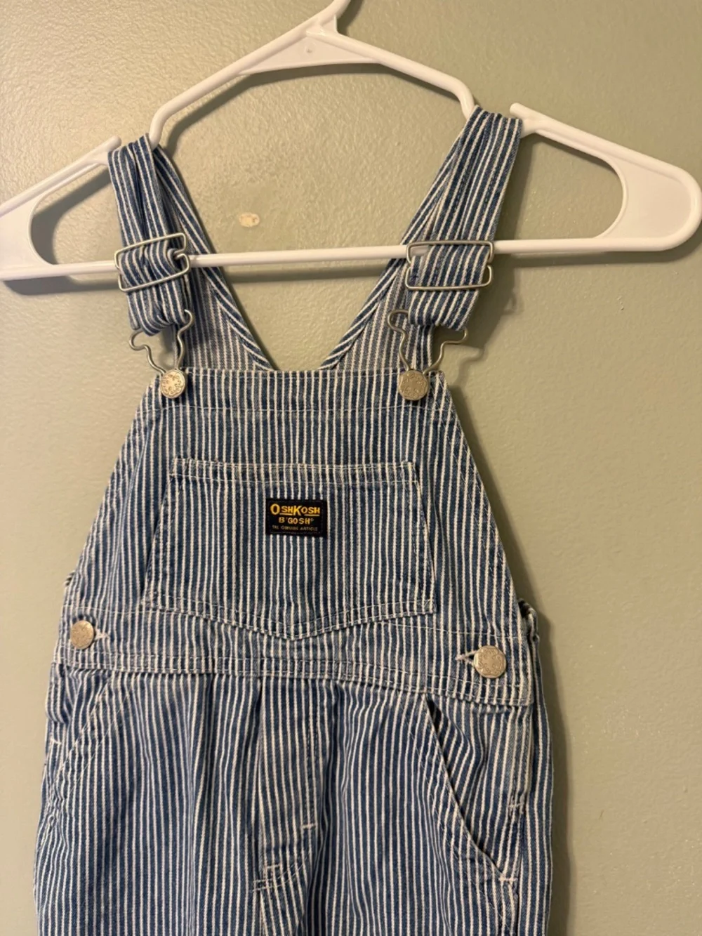 OSH KOSH Vintage Overall Bibs Pinstripe Denim Size 4T Toddler Kid